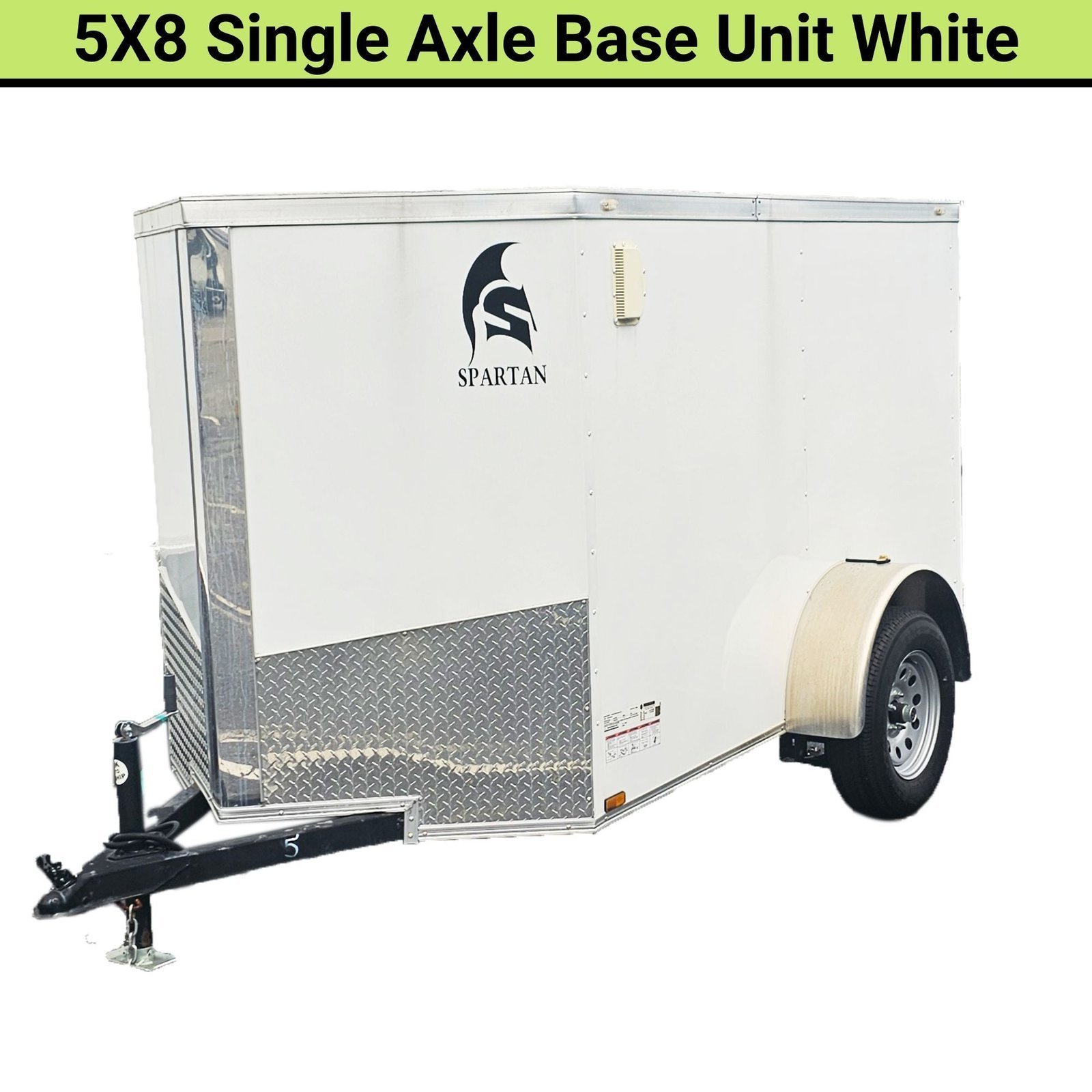 5X8_SA_BASE_WHITE.jpg Spartan 5X8 Single Axle Cargo Trailer | White | SP5X8SA - Image 1