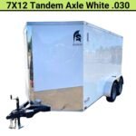 Spartan 7×12 Enclosed Cargo Trailer Tandem Axle – White Heavy-Duty Cargo Hauler SP7X12TA