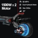 NANROBOT Electric Scooter Adults 50mph Dual Motor Electric Scooter with Suspension 80Miles Range Fast Sports Escooter Folding 10″ Off Road Tires 330LBS Max Load Complies with UL2272 Certification - Image 3