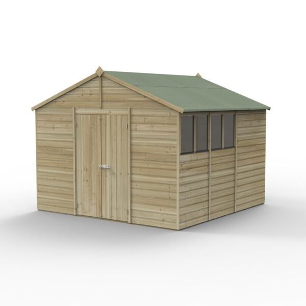10 x 10 Beckwood Apex Shed with 4 Windows & Double Doors