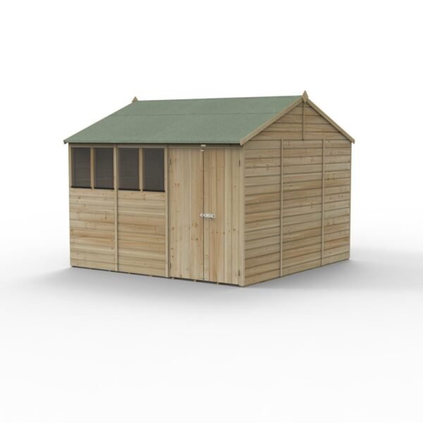10 x 10 Beckwood Reverse Apex Shed with 4 Windows & Double Doors