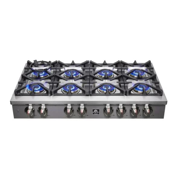 Forno Spezia 48-Inch 8-Burner Gas Rangetop with Griddle and Wok Ring, Stainless Steel (FCTGS5751-48)