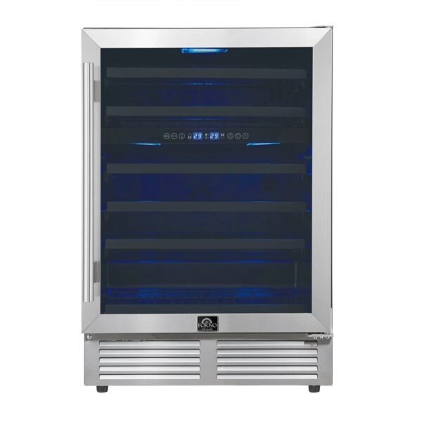 FORNO Bacchino 24-Inch Dual Zone Wine Cooler, 51-Bottle Capacity, Triple-Glass Door, Stainless Steel (FWCDR6634-24S)