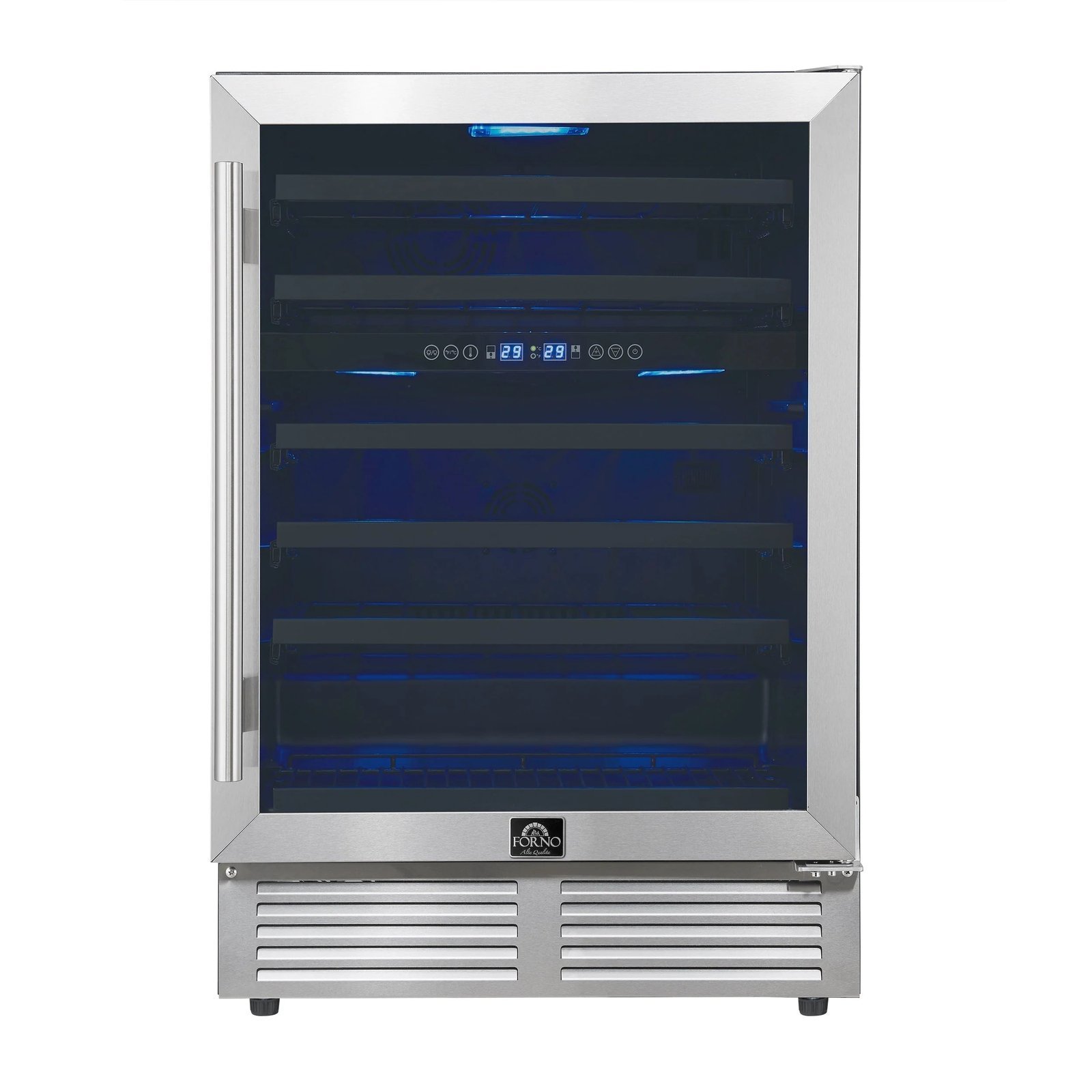 imageye___-_imgi_337_Wine-cooler_FWCDR6634-24S_Front_2025-05-26.jpg FORNO Bacchino 24-Inch Dual Zone Wine Cooler, 51-Bottle Capacity, Triple-Glass Door, Stainless Steel (FWCDR6634-24S) - Image 1